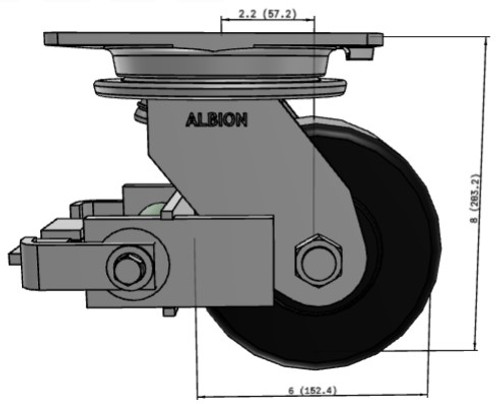 90NX06528SP  Albion 90 Series Swivel Caster with Brake, 6" x 3" Trionix Polymer Wheel 90NX06528SP  Albion 90 Series Swivel Caster with Brake, 6" x 3" Trionix Polymer Wheel