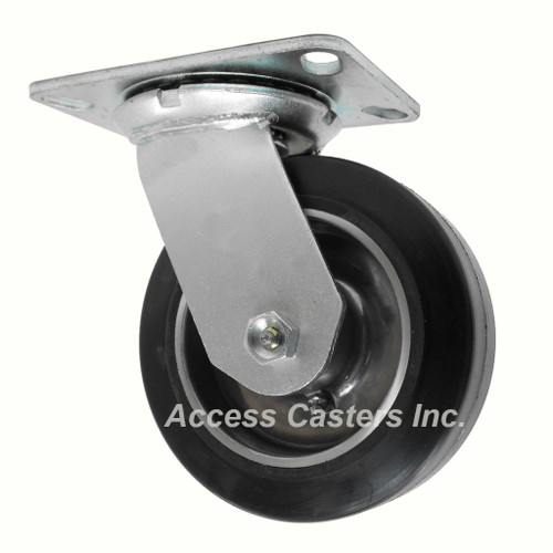 6D43RAS 6" swivel caster with rubber on aluminum wheel, 550 pound capacity