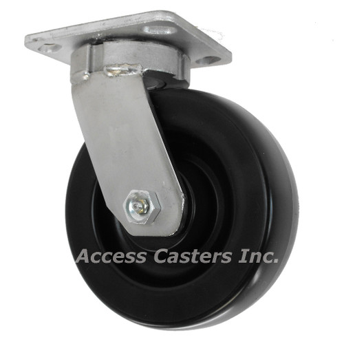 S5POB5-S 5 Inch Stainless Steel Rigid Caster with Black Polyolefin Wheel