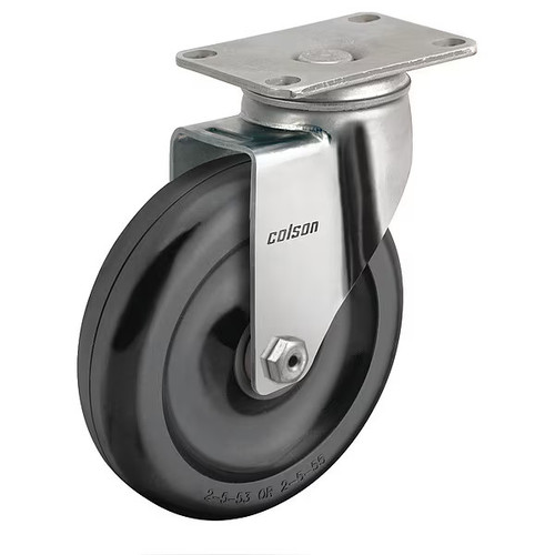 2.05456.544 Colson 5" stainless steel swivel caster with black polyolefin wheel