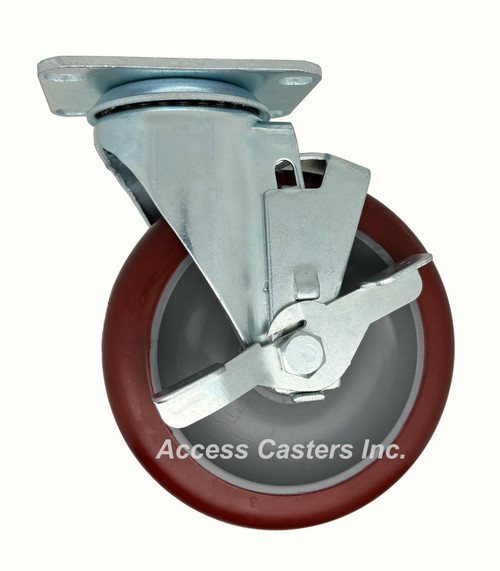 2.05256.95.BRK1 5 Inch Colson Caster with Brake, Polyurethane HI-TECH Wheel