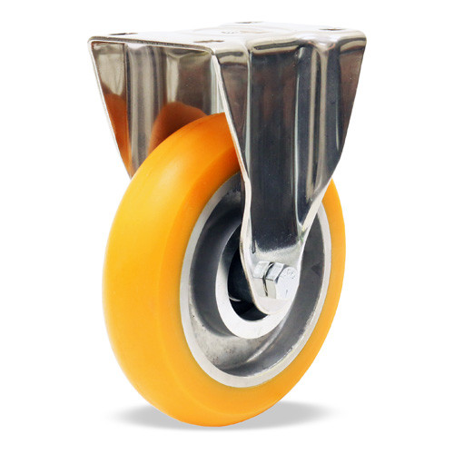 R-STL-5EMB Hamilton Stainless Steel Rigid Caster with 5" x 1-1/4" Poly on Aluminum Wheel with Stainless Steel Precision Ball Bearings