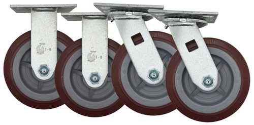 6" Thermo-Urethane Medium Duty Caster Wheel SET