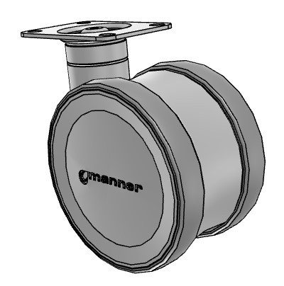 TWL-S-125GP/K-TP52-W Manner Twist 125mm Twin Wheel Caster with Top Plate