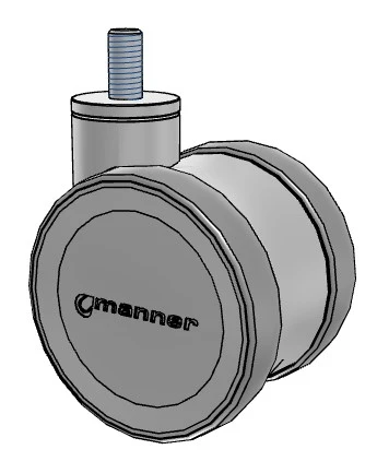 TWL-S-100GP/K-TS02-W Manner Twist 100mm Twin Wheel Caster with 1/2" Threaded Stem