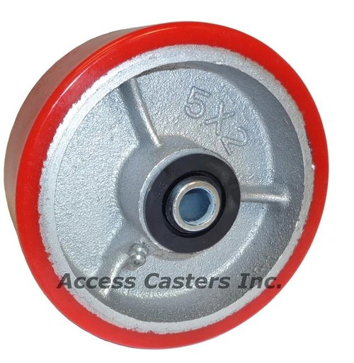 5" poly on cast wheel
