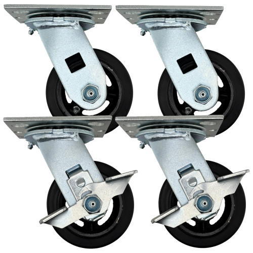 4" Mold on Rubber Medium Duty Caster Wheel SET