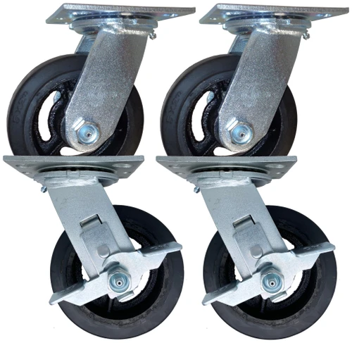 5" Mold on Rubber Medium Duty Caster Wheel SET