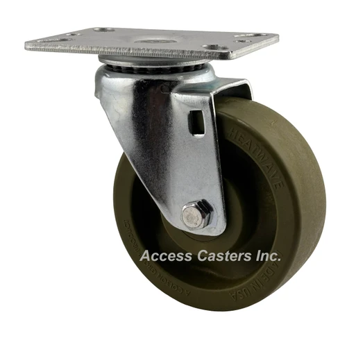 SSHS40P2HWG Colson 4 Inch Stainless Steel High Temperature Swivel Caster with Standard Bakery Top Plate, Green Wheel