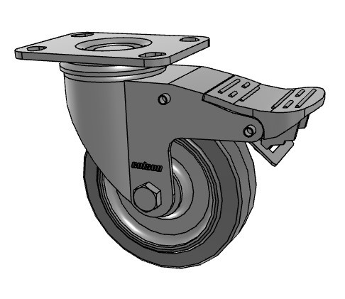 T2.04256.445 4 Inch Colson Total Lock Caster with Performa Rubber Wheel