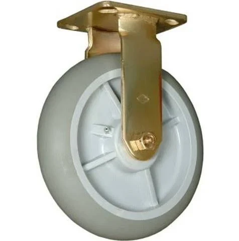 8DTPD-R 8" Brass Plated Rigid Caster with Round Tread TPR Wheel
