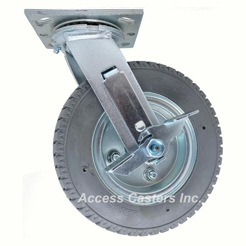16SV08228SF Albion 8" swivel caster with brake, Gray Monoprene Wheel