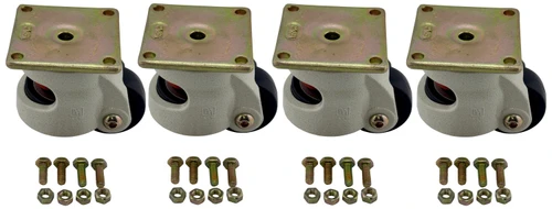 Access Casters 2-1/2" Leveling Caster Sets Square Plate Mount Nylon Wheel