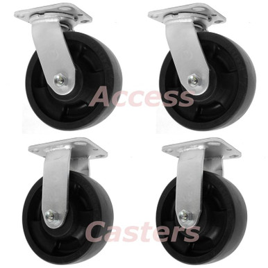 6TPRRM45INV Caster Set with Soft Wheels for Use on Rubbermaid 4500 Series Carts