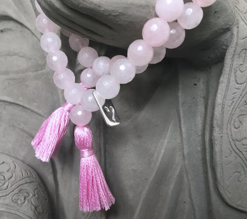 Rose Quartz Heart Prayer Bracelet 
