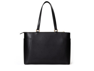 Flaunta - The Modern Zipped Tote Bag - 14" Laptop Pocket - Black