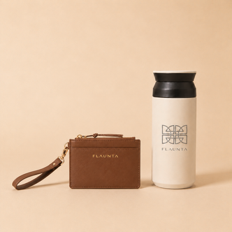 The Little Luxury Edit | Classic Card Holder & Travel Cup Bundle - Tan
