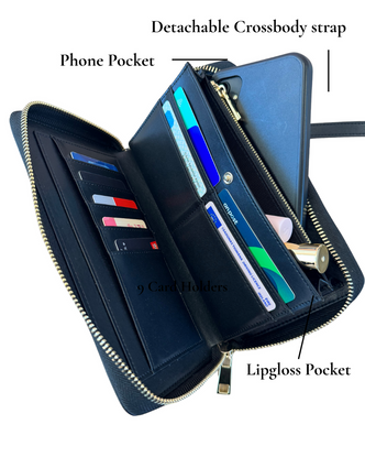 Flaunta Essential Purse with phone pocket, card holders and a new extra compartment