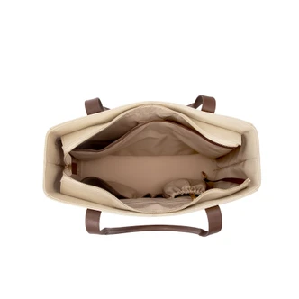 canvas tote bag with laptop pocket, cup holders and multiple pockets