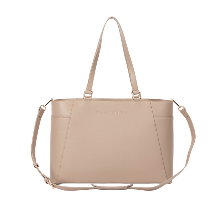 Flaunta Modern tote bag in a neutral taupe colour. Best work bag