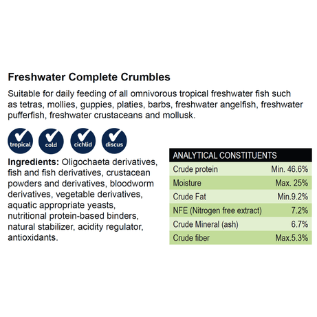 Nutramar Freshwater Complete Crumbles 1.75mm 5.5lbs 2500g :: 0739940