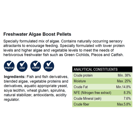 Nutramar Freshwater Algae Boost Pellets 1.5mm 5.5lbs 2500g :: 0740220