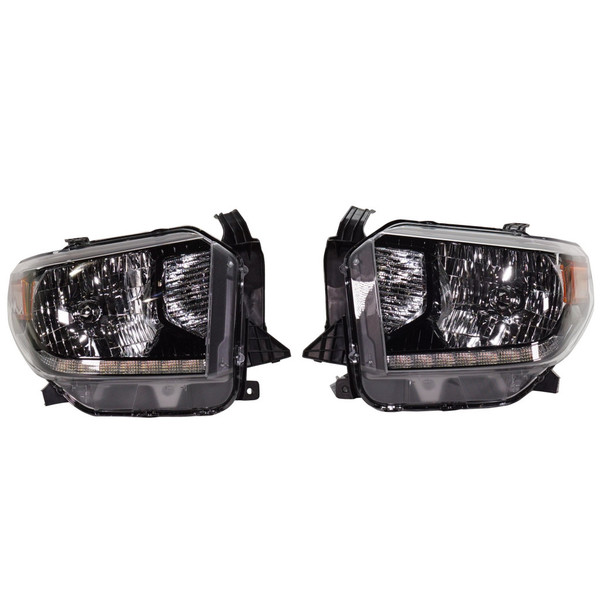 For Toyota Tundra Headlight Unit 2014 15 16 17 18 2019 Sold As Set w/ DRL LED Type Black Bezel For TO2505126