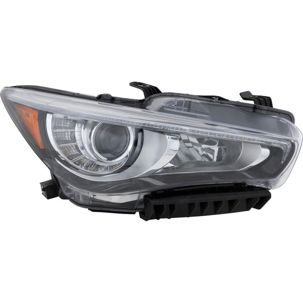 For Infiniti Q50 / Hybrid Headlight Assembly 2014 2015 2016 2017 Passenger Side Halogen w/o Adaptive Headlight CAPA For IN2503157 | 26060-4HB0B