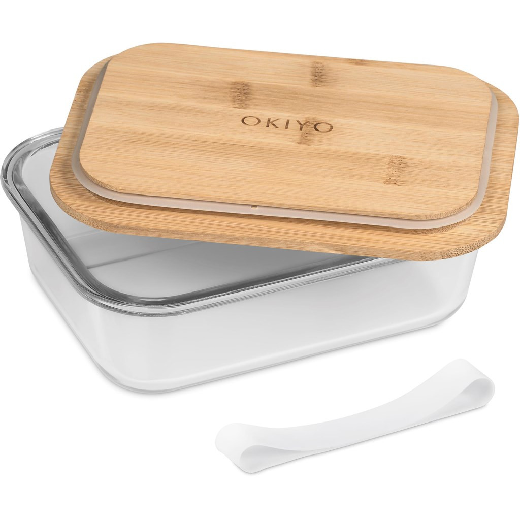 Personalised and custom engraved glass lunch box with bamboo lid