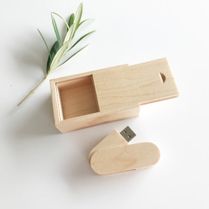 maple wood swivel usb flash drive with small box packaging