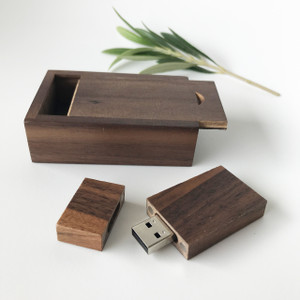 walnut usb flash drive with small box with sliding lid walnut usb flash drive with small box with sliding lid