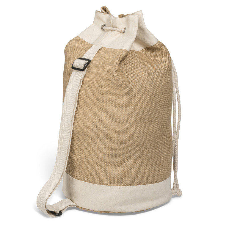 natural cotton & jute rucksack with shoulder strap