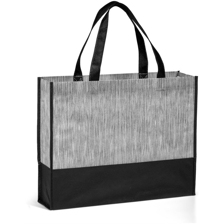 grey and black tote bag