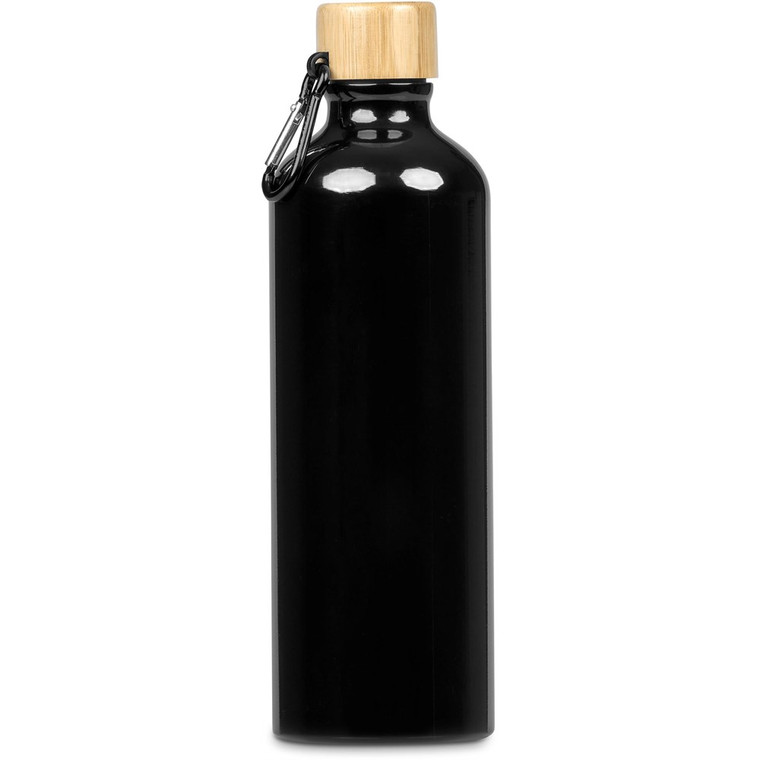 black aluminium water bottle with carabiner