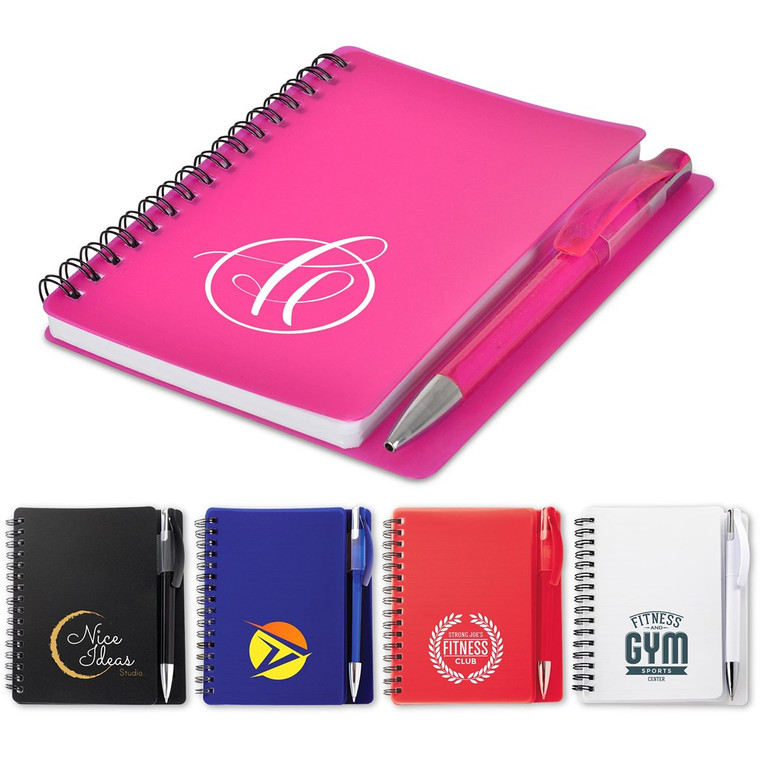 spiral notebook with pen