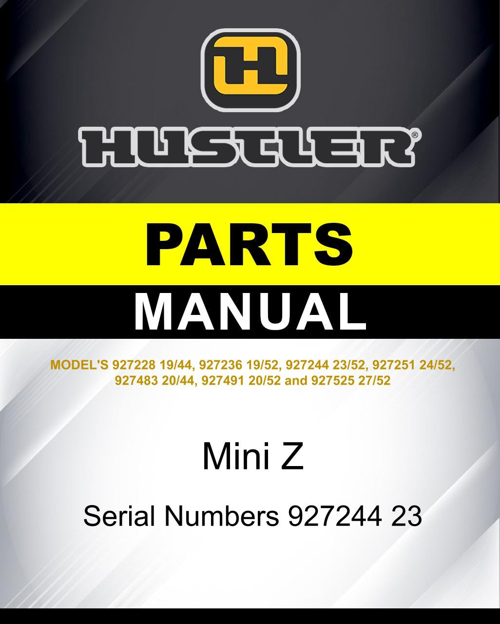 Hustler Mini Z SN 927244 23 parts manual | Hustler Lawnmower Parts
