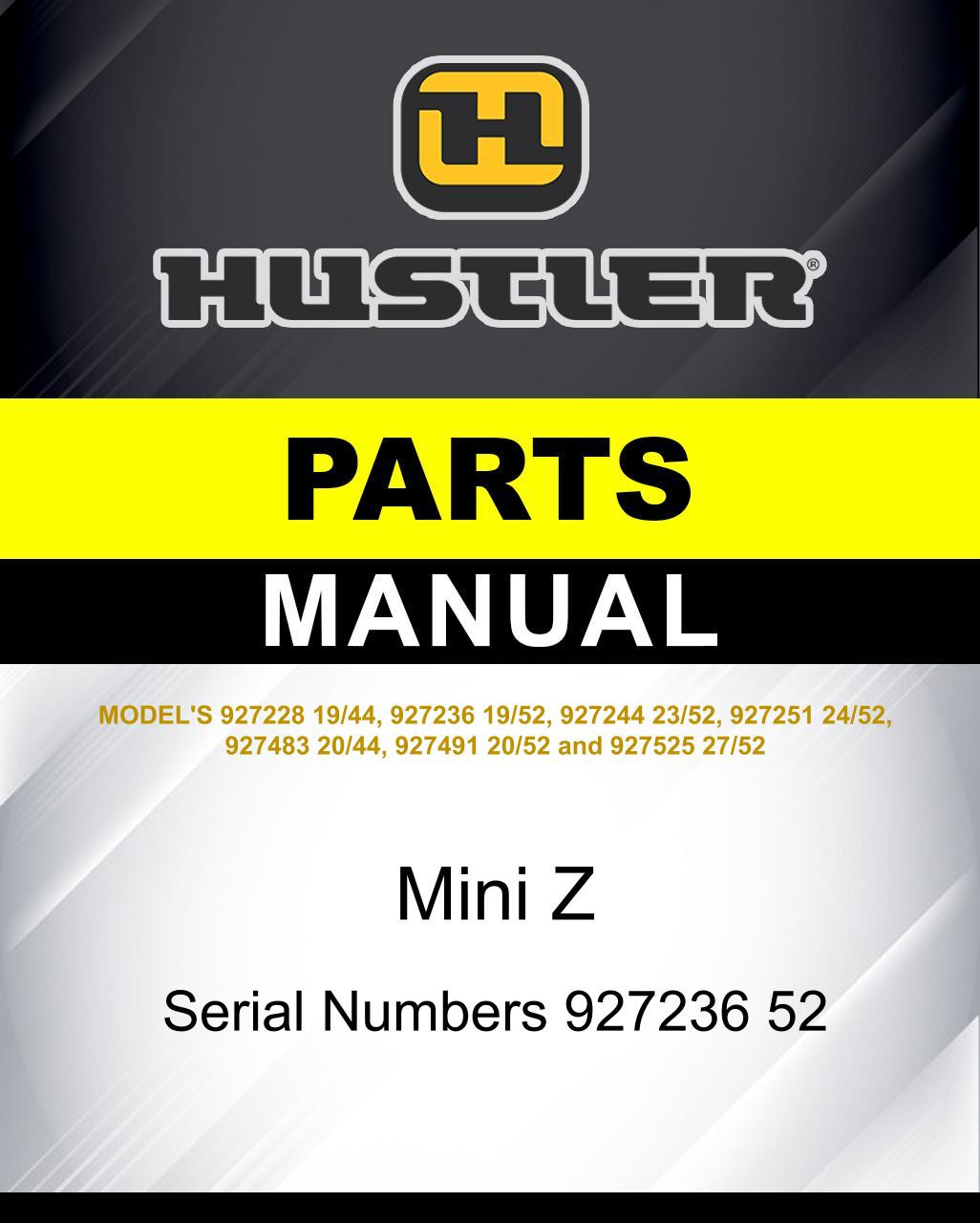Parts Manual Mini Z HUSTLER LAWN MOWER PARTS