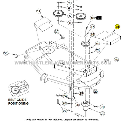 Parts lookup Hustler 103994 LS-54" Pulley Cover OEM diagram