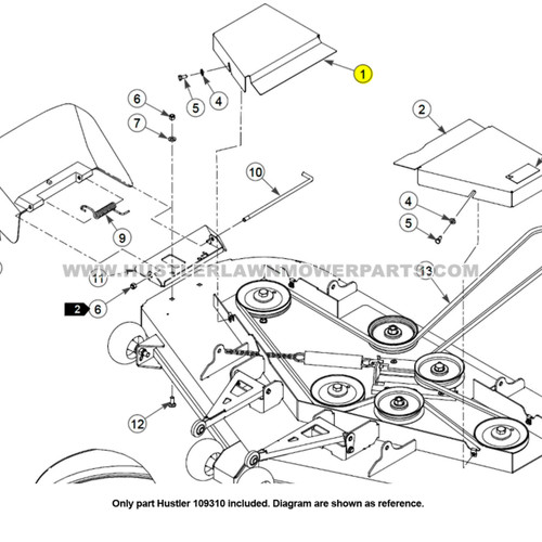 Parts lookup Hustler 109310 Pulley Cover OEM diagram