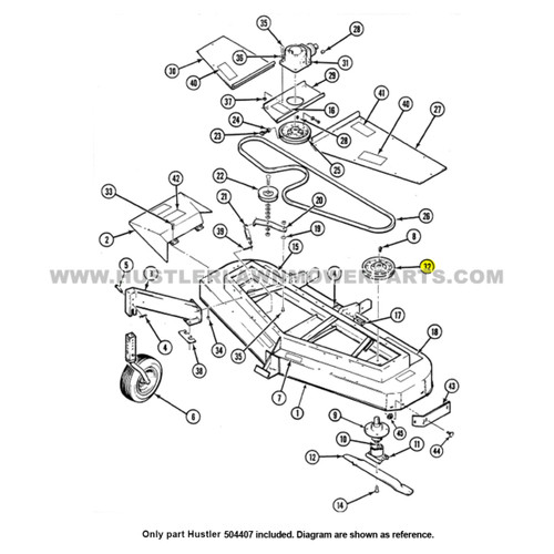 Parts lookup Hustler 504407 Pulley OEM  diagram