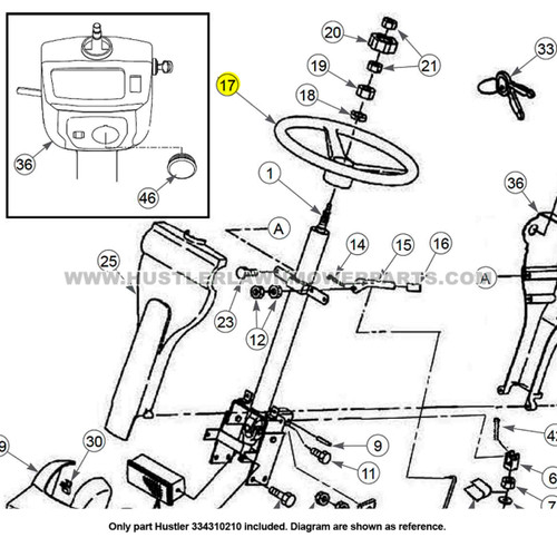 Parts lookup Hustler 334310210 Lawn Mower Steering Wheel OEM  diagram