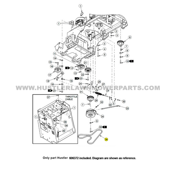 Parts lookup Hustler 606372 MicroVL Belt OEM diagram