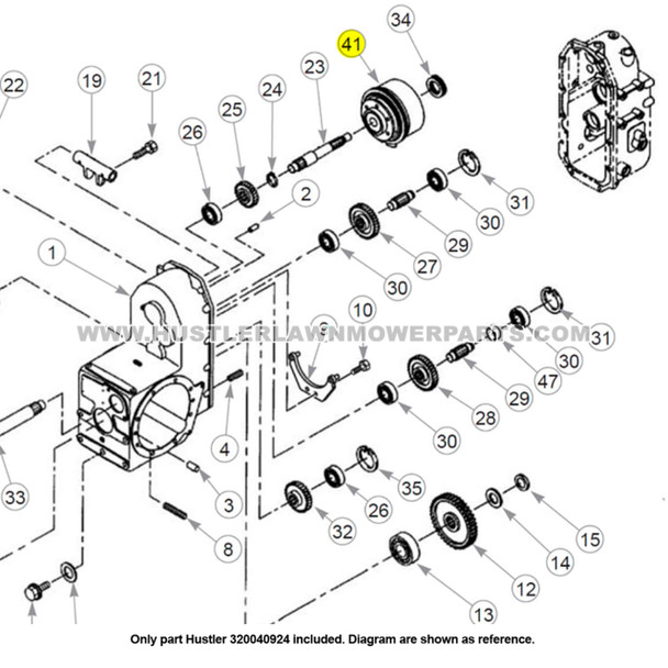 Parts lookup Hustler 320040924 PTO Clutch Assembly OEM diagram