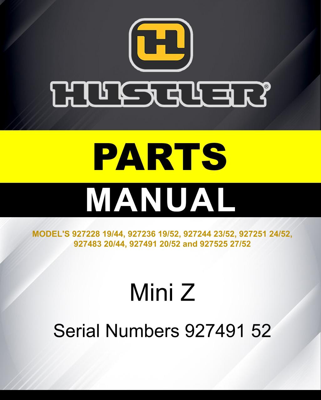Hustler Mini Z SN 927491 52 parts manual | Hustler Lawnmower