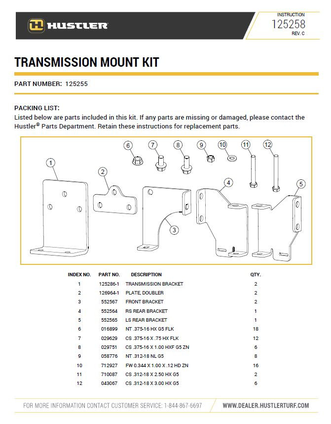 125255 - SVC KIT - HUSTLER Genuine Part