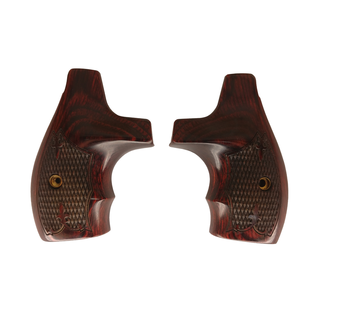 Altamont S&W J Frame Round Boot Wood Grips Super Rosewood Fleur-de-Lis Checkered