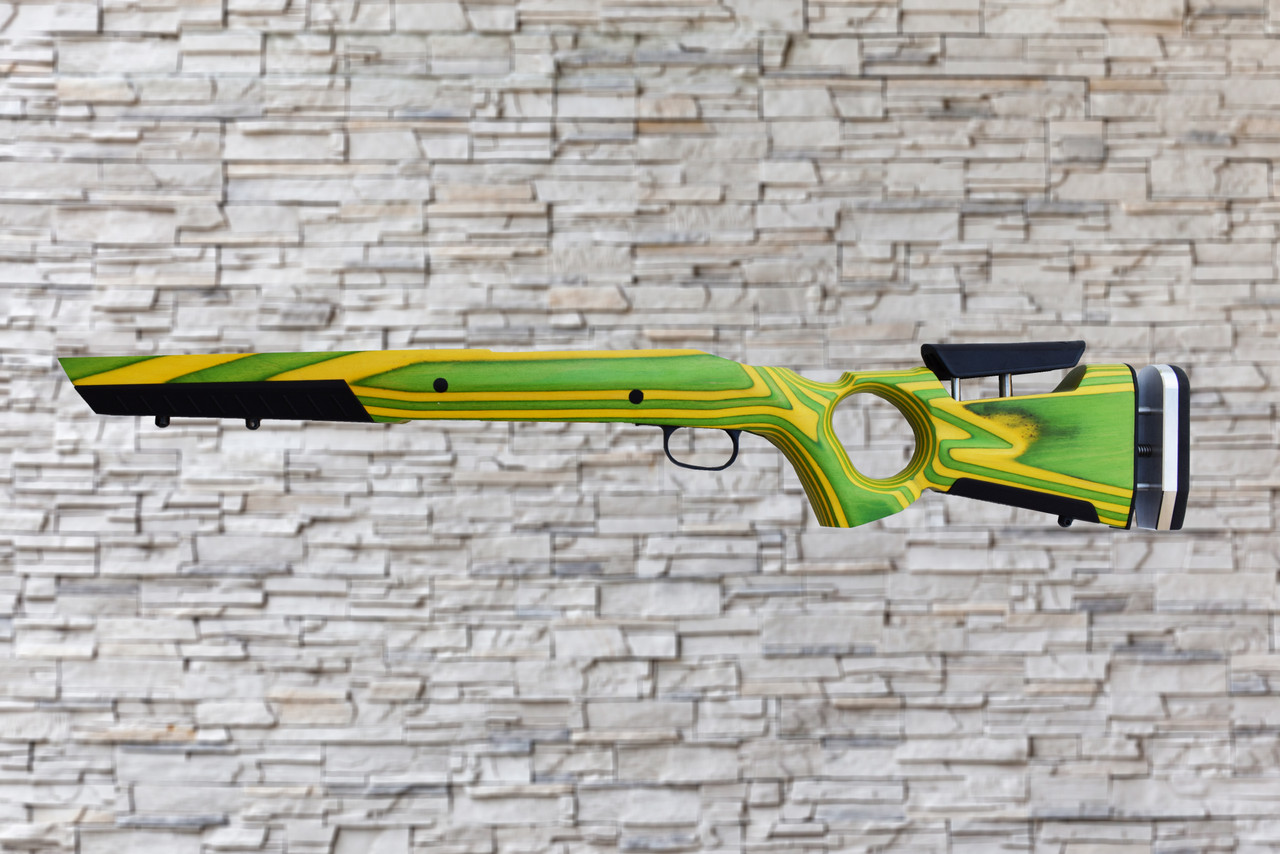 Boyds At-One Thumbhole Bright Green, Yellow Stock Savage AXIS SA Bull Barrel Rifle