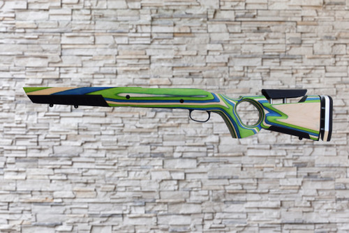 Boyds At-One Thumbhole Bright Green, Blue, Natural Stock Savage AXIS SA Tapered Barrel Rifle