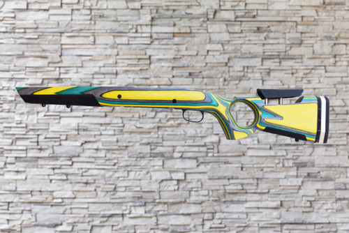 Boyds At-One Thumbhole Teal, Yellow, Pepper Stock Savage AXIS SA Bull Barrel Rifle