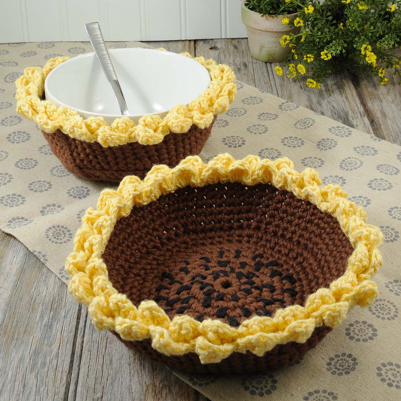 Sunflower Bowl Cozies Crochet Pattern Free Download